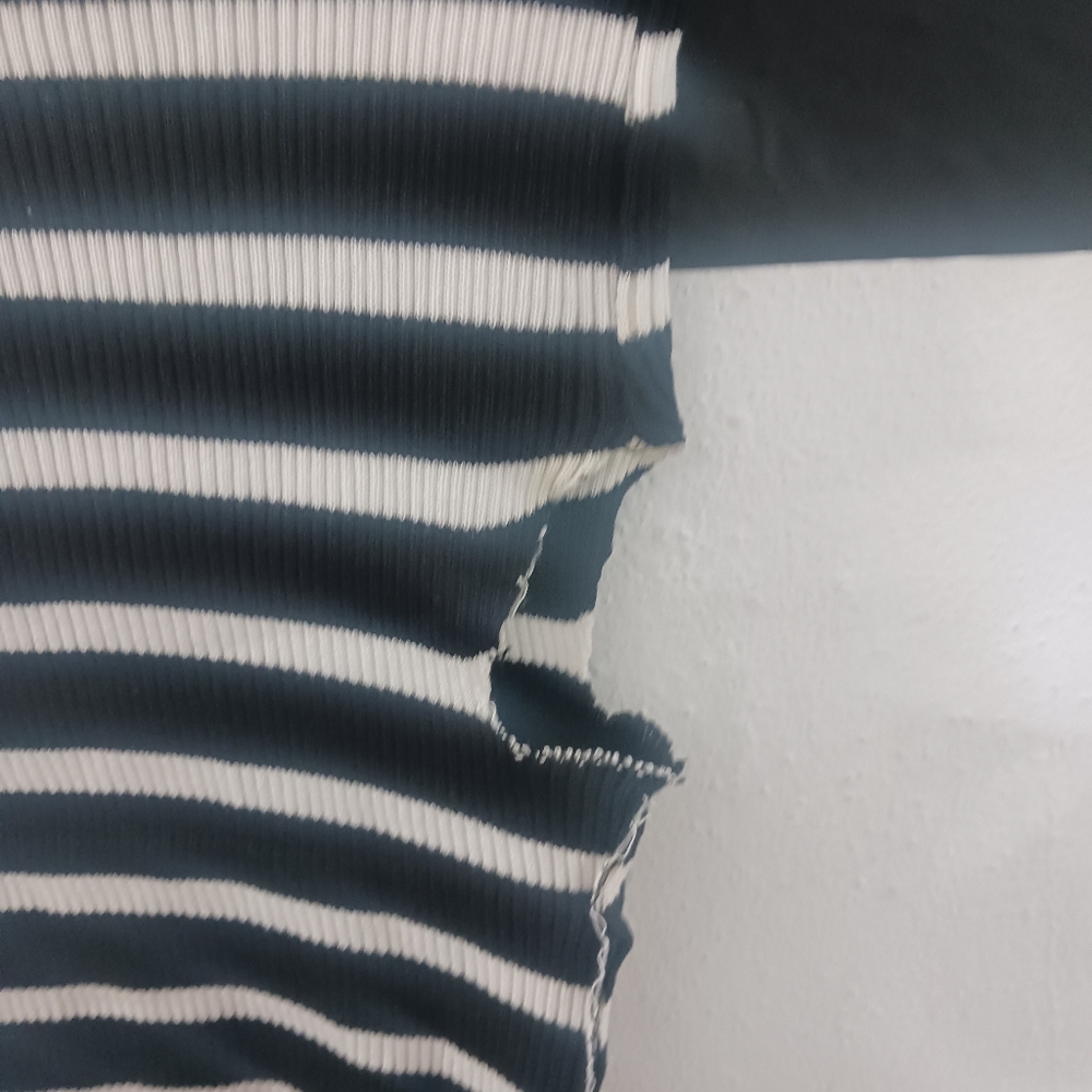 Women Black & White Striped Off Shoulder Top - Picture 11 of 14